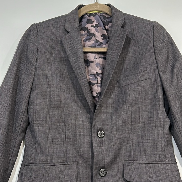 C2 BY CALIBRATE BOY BLAZER WOOL BLEND GRAY V NECK SZ 14 - Picture 3 of 10